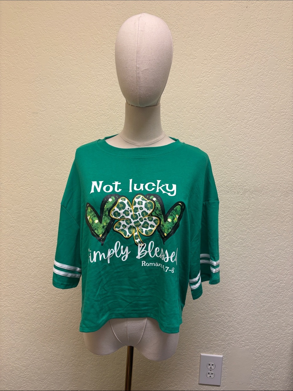 Green 'Not Lucky, Simply Blessed' Graphic Tee